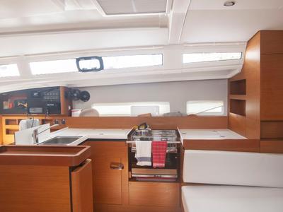 Galley of Sea Breeze, a Jeanneau Sun Odyssey 410 sailboat at Marmaris, Turkey