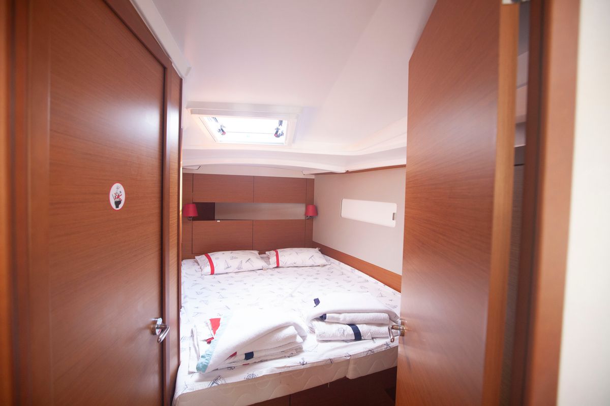 Cabin on Sea Breeze, a Jeanneau Sun Odyssey 410 sailboat at Marmaris, Turkey