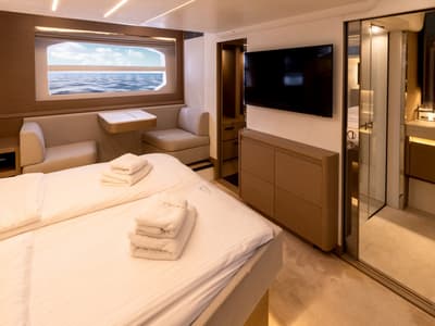 Cabin on Shaft, a Jeanneau Prestige 590 Flybridge yacht at Podstrana - Miljevac, Croatia