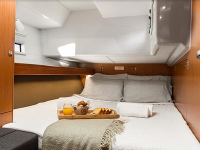 Cabin on Queen Dina, a Bavaria Cruiser 46 sailboat at Gouvia, Greece