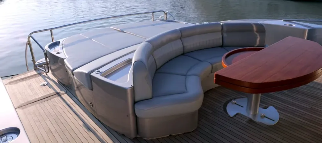 Deck of Tamurel, a Alfamarine 78HT yacht at Palermo, Italy