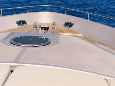 Cockpit of Tamurel, a Alfamarine 78HT yacht at Palermo, Italy