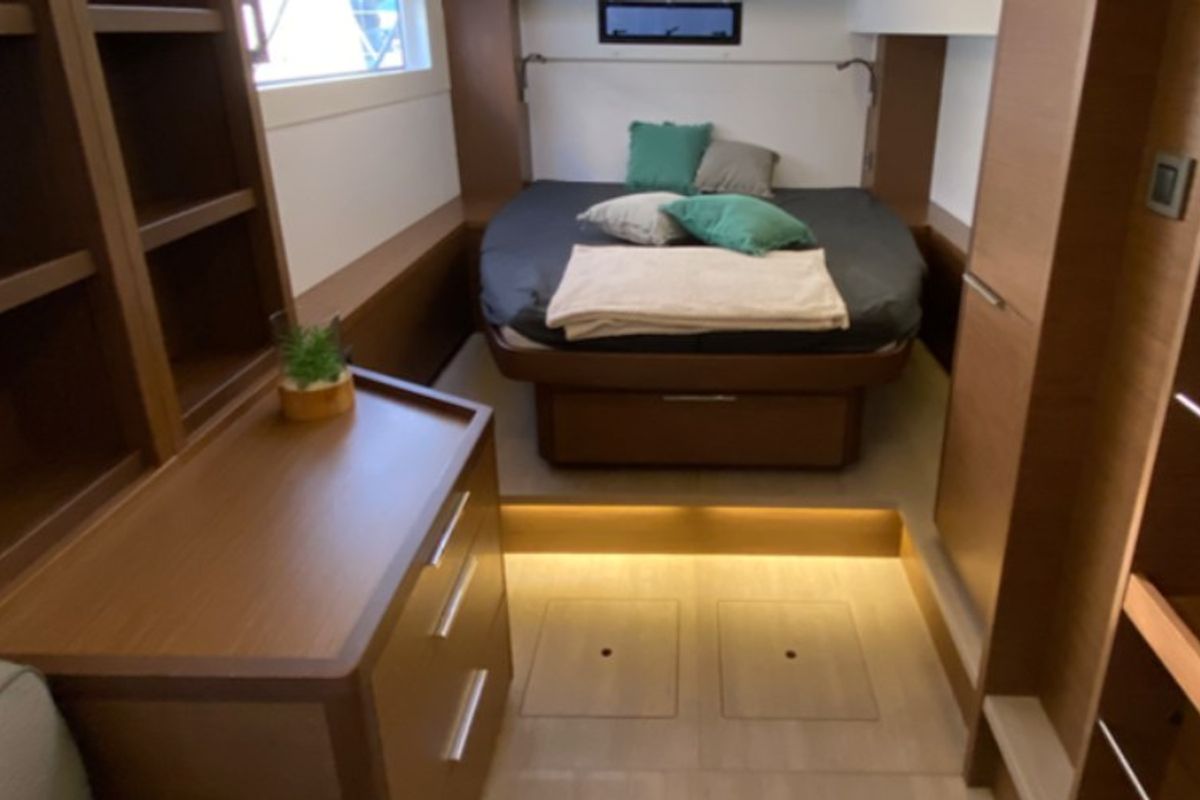 Cabin on Les Jumeaux, a Lagoon 46 OW catamaran at Ventimiglia, Italy