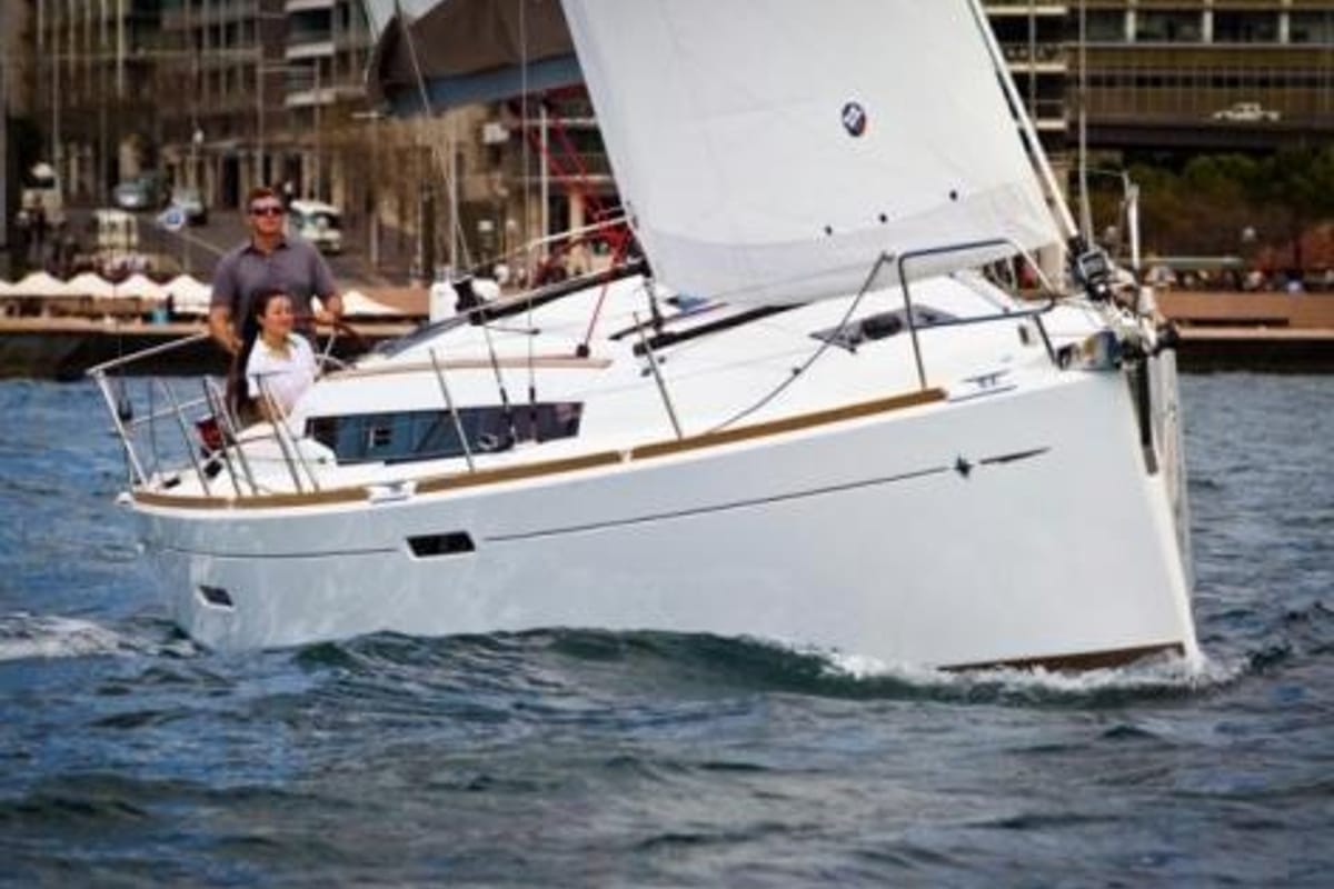 Exterior view of Minerva, a Jeanneau Sun Odyssey 379 sailboat at Salerno, Italy