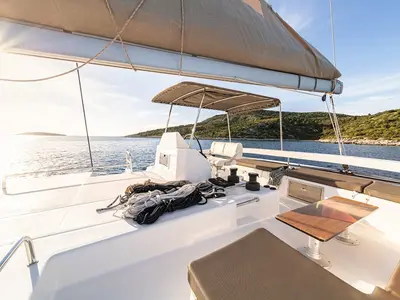 Cockpit of Var, a Dufour 48 Catamaran catamaran at Primošten, Croatia