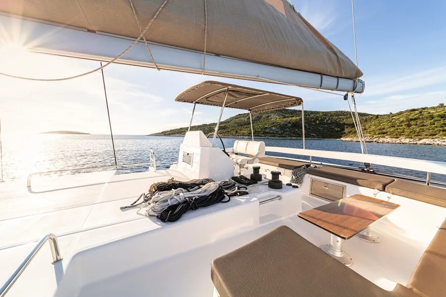 Cockpit of Var, a Dufour 48 Catamaran catamaran at Primošten, Croatia