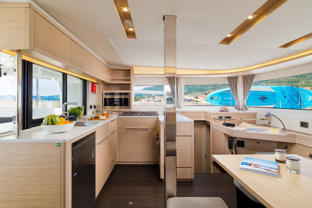 Galley of Madame El Grande, a Lagoon 46 catamaran at Grad Kaštela, Croatia