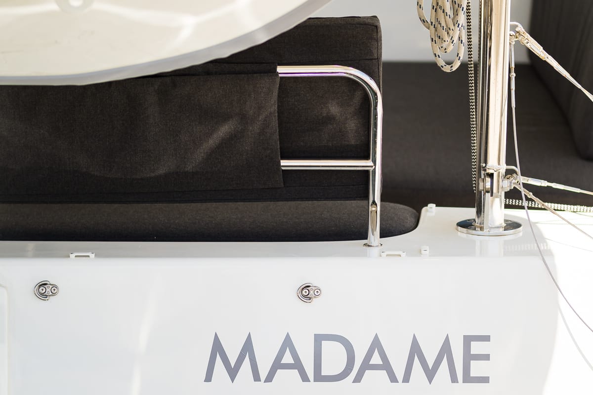 Madame El Grande, a Lagoon 46 catamaran at Grad Kaštela, Croatia