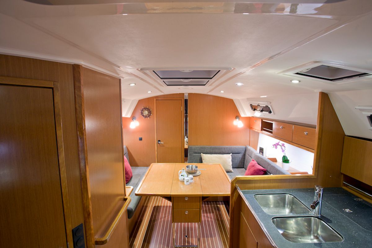 Salon of Mystic, a Bavaria 36 Cruiser sailboat at Grad Šibenik, Croatia