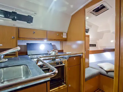 Galley of Mystic, a Bavaria 36 Cruiser sailboat at Grad Šibenik, Croatia