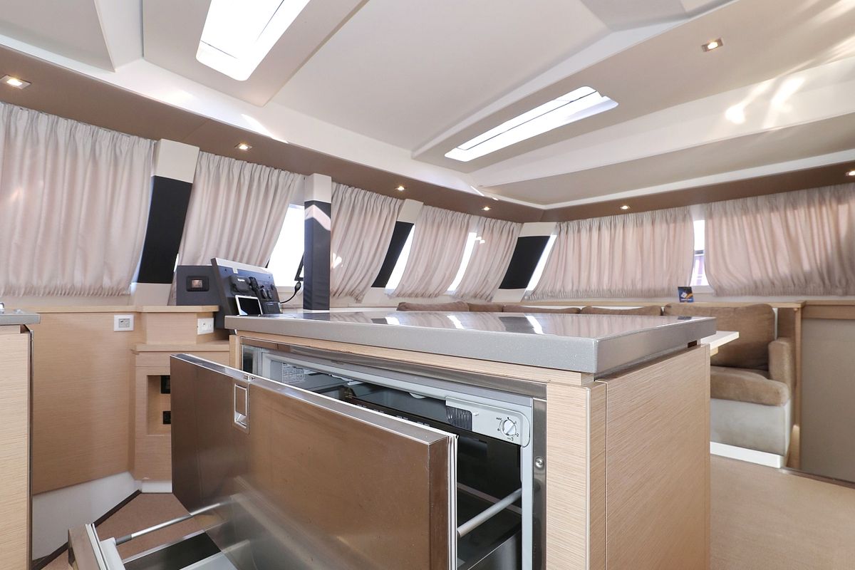 Galley of Poco Loco, a Fountaine Pajot Saba 50 catamaran at Grad Trogir, Croatia
