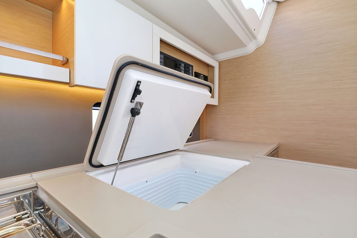 Galley of Scooby Doo, a Dufour 44 sailboat at Grad Pula, Croatia