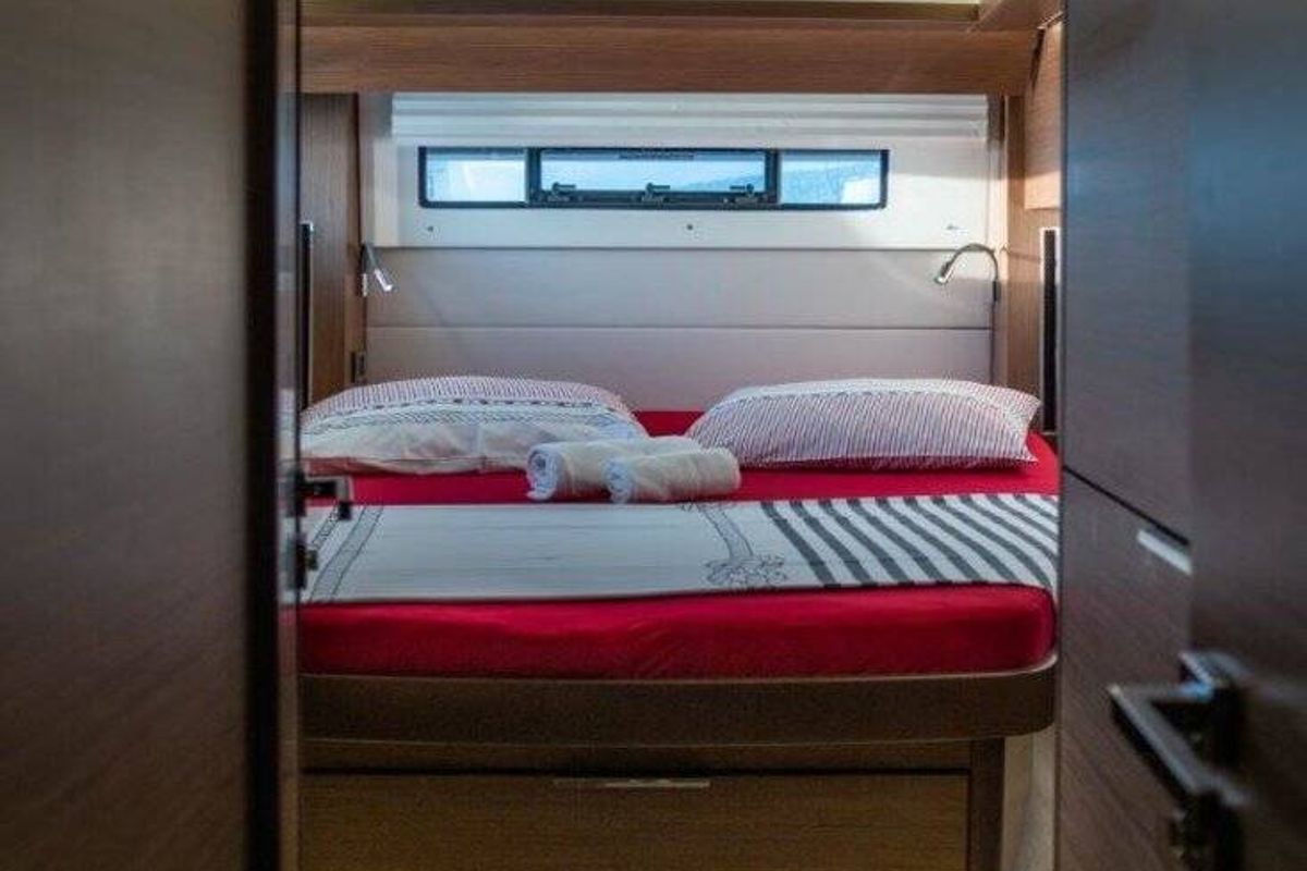 Cabin on Captain Morgan, a Lagoon 50 catamaran at Općina Marina, Croatia