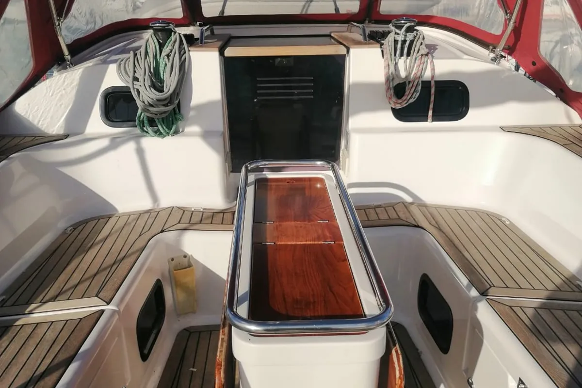 Deck of Maui, a Elan 45 sailboat at Gdańsk, Poland