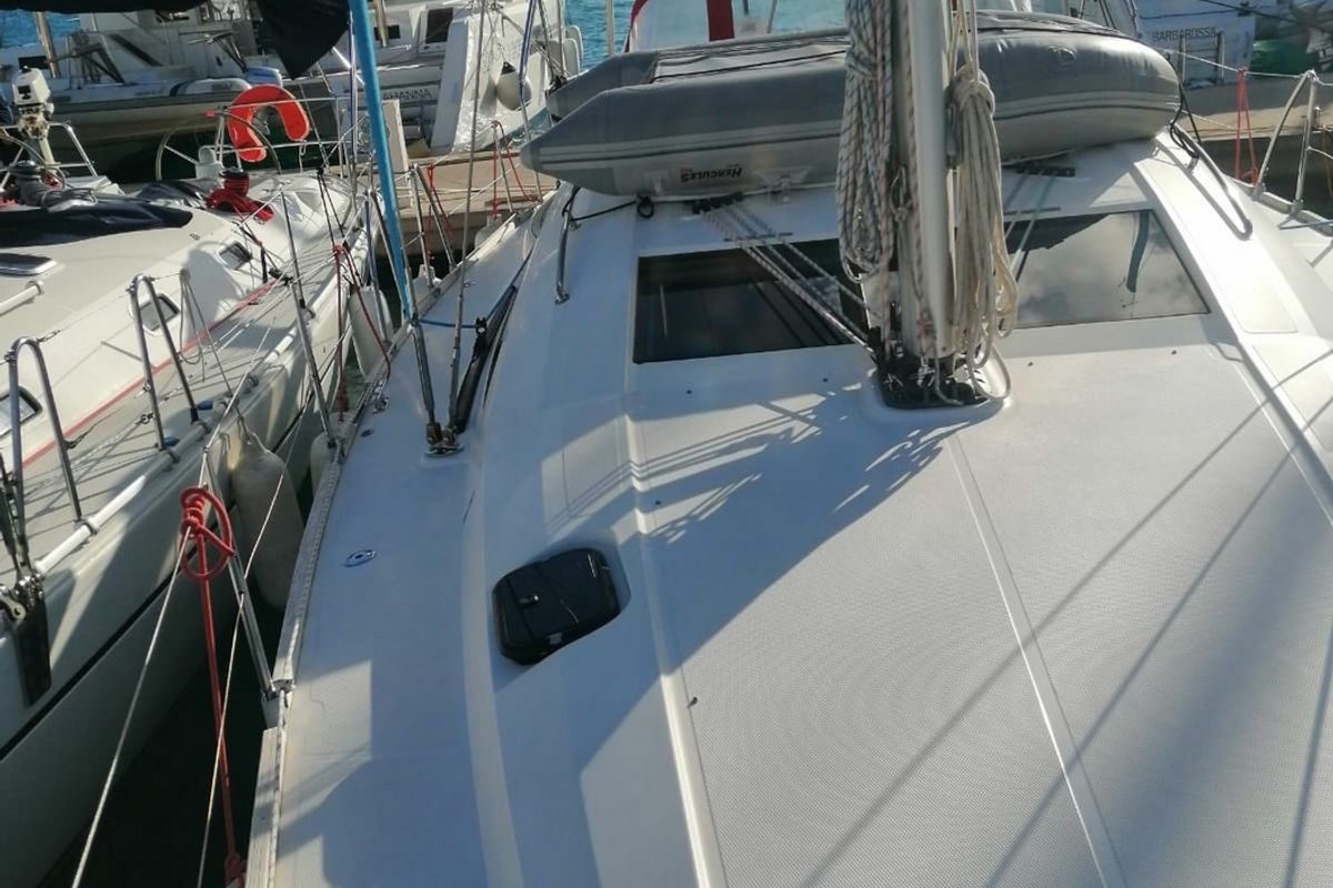 Deck of Maui, a Elan 45 sailboat at Gdańsk, Poland