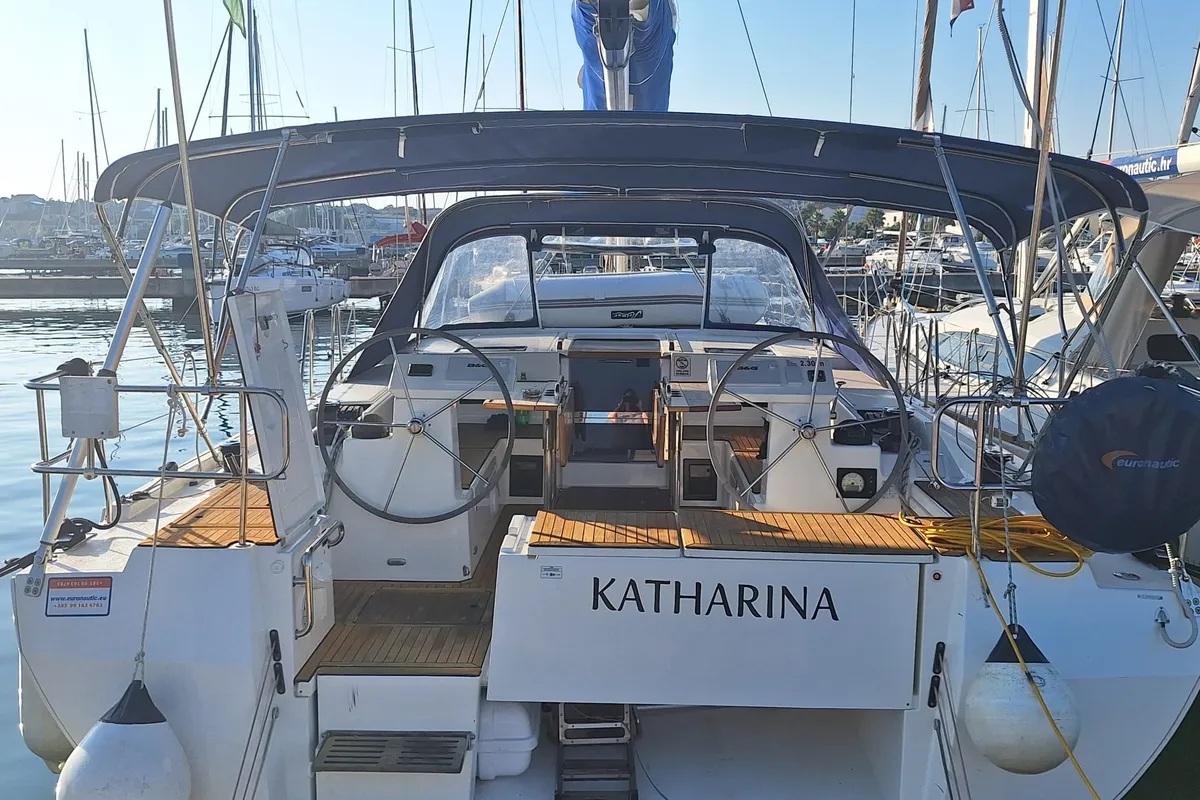 Exterior view of Katharina, a Bavaria C45 Style sailboat at Grad Biograd na Moru, Croatia