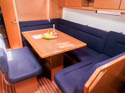 Salon of Klelia, a Bavaria Cruiser 40 sailboat at Athens, Greece