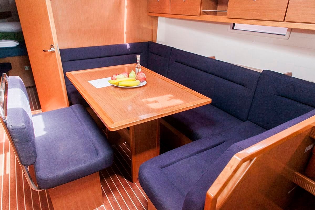Salon of Klelia, a Bavaria Cruiser 40 sailboat at Athens, Greece