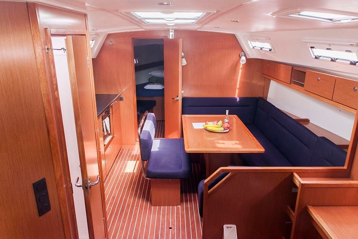 Salon of Klelia, a Bavaria Cruiser 40 sailboat at Athens, Greece