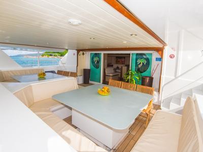 Deck of Cabin G11, a Gulet Mojito 78 catamaran at Eden Island Marina, Seychelles