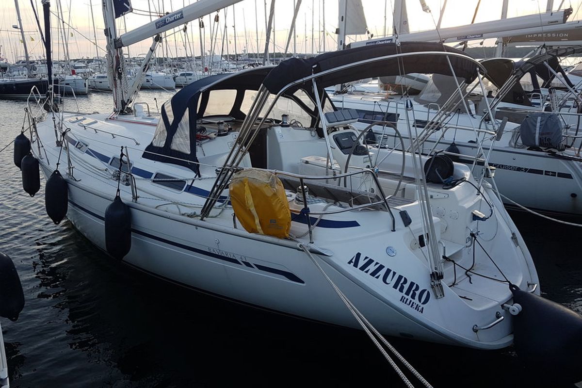Exterior view of Azzurro, a Bavaria 41 sailboat at Punat, Croatia
