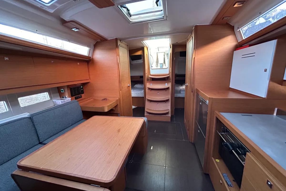 Salon of Sail Corvus, a Dufour 390 GL sailboat at Marmaris, Turkey