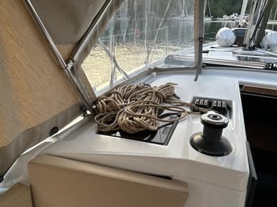 Deck of Sail Corvus, a Dufour 390 GL sailboat at Marmaris, Turkey
