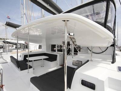Deck of Hanna 1, a Lagoon 450 S catamaran at Grad Kaštela, Croatia