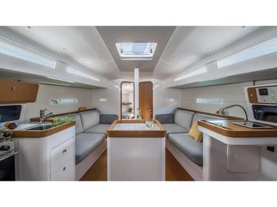 Salon of Tiamat, a Beneteau First 36 sailboat at Piraeus, Greece
