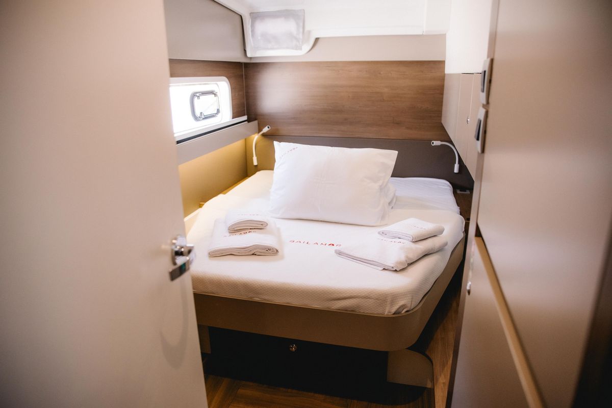 Cabin on Moana 2, a Bali Catspace catamaran at Fethiye, Turkey