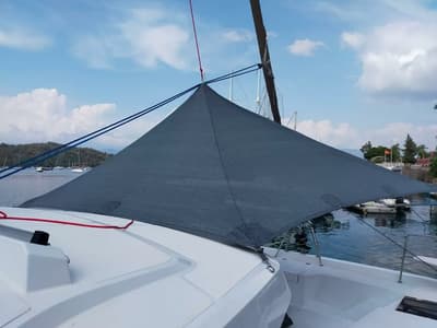Deck of Moana 2, a Bali Catspace catamaran at Fethiye, Turkey