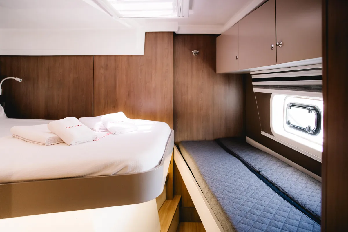Cabin on Moana 2, a Bali Catspace catamaran at Fethiye, Turkey