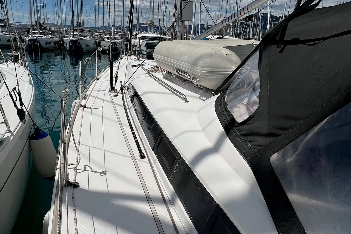 Deck of Calanthe, a AD Boats Salona 44 sailboat at Grad Kaštela, Croatia