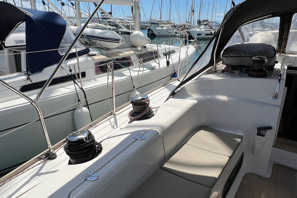 Deck of Calanthe, a AD Boats Salona 44 sailboat at Grad Kaštela, Croatia