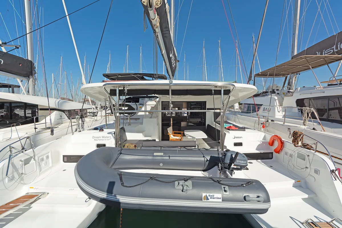 Deck of Dream Waters, a Lagoon 42 catamaran at Volos Municipality, Greece