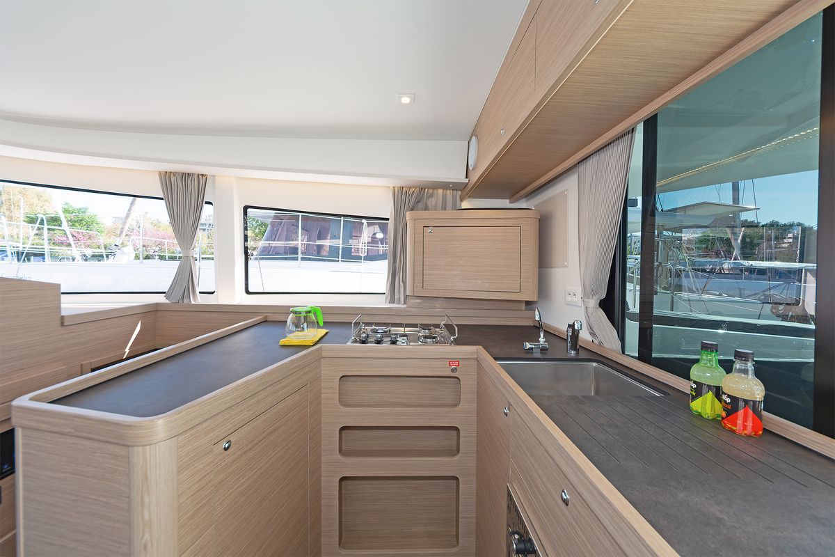 Galley of Dream Waters, a Lagoon 42 catamaran at Volos Municipality, Greece