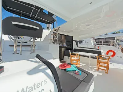 Cockpit of Dream Waters, a Lagoon 42 catamaran at Volos Municipality, Greece