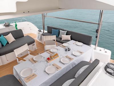 Deck of Silver Elli, a Lagoon 46 catamaran at Sant Antoni de Portmany, Spain