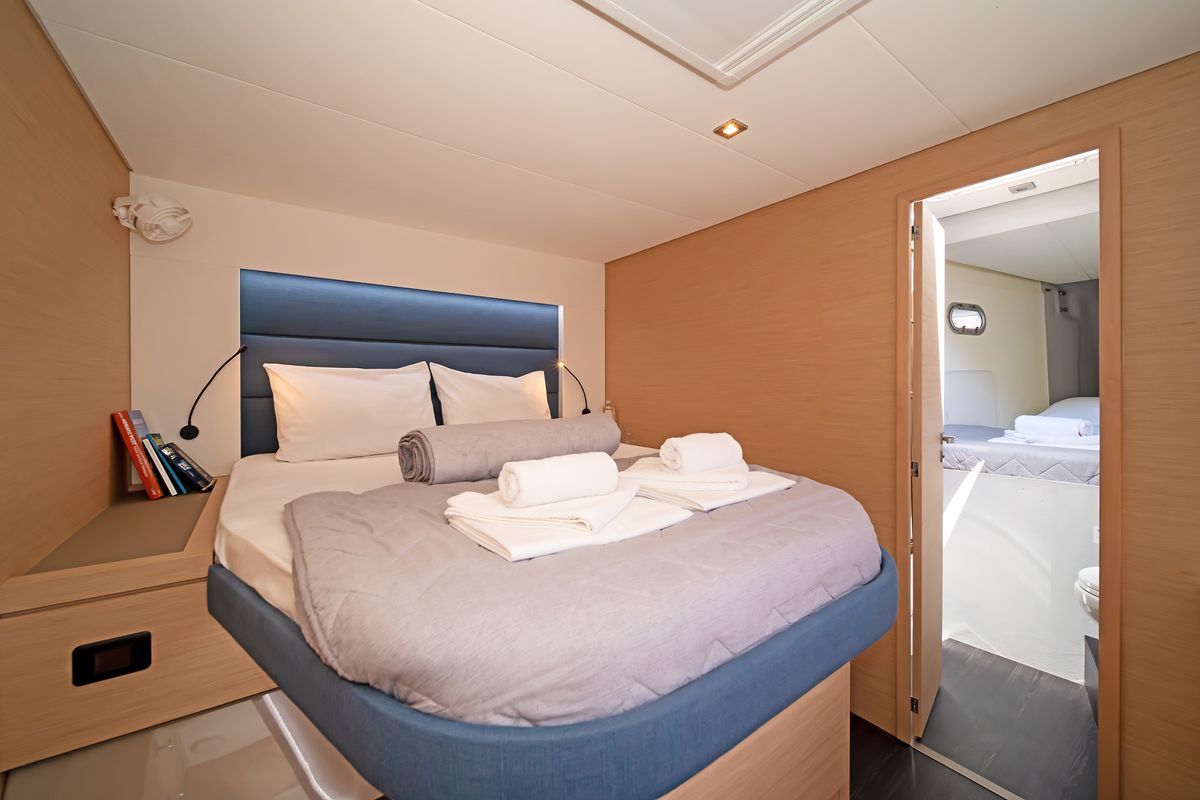 Cabin on First Life, a Fountaine Pajot Tanna 47 catamaran at Skradin, Croatia