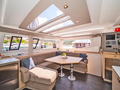 Salon of First Life, a Fountaine Pajot Tanna 47 catamaran at Skradin, Croatia