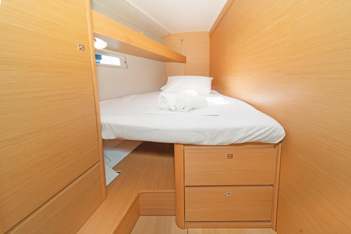 Cabin on Vanilla, a Dufour 460 Grand Large sailboat at Athens, Greece