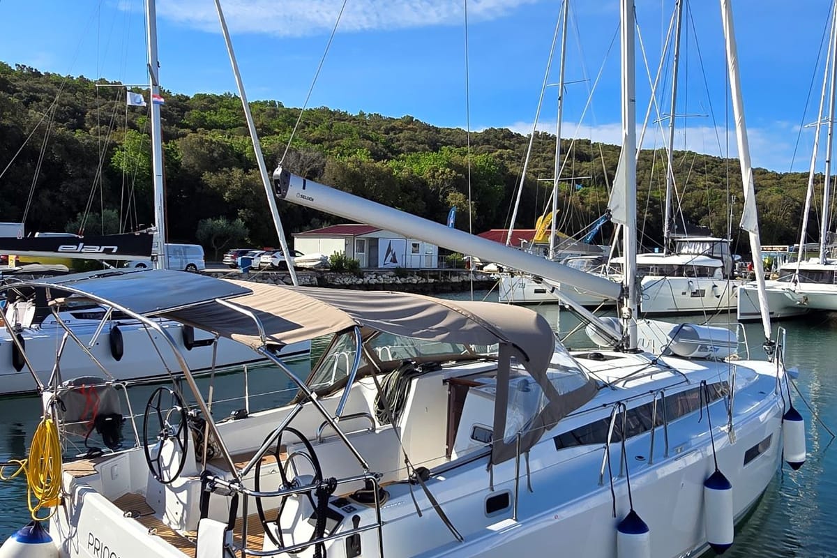 Exterior view of Princess Anja, a Jeanneau Sun Odyssey 380 sailboat at Grad Pula, Croatia