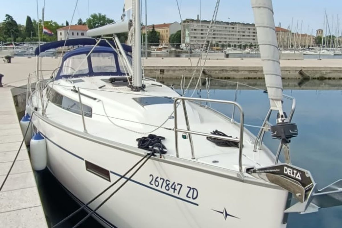 Exterior view of Amalia, a Bavaria Cruiser 37 sailboat at Općina Sukošan, Croatia