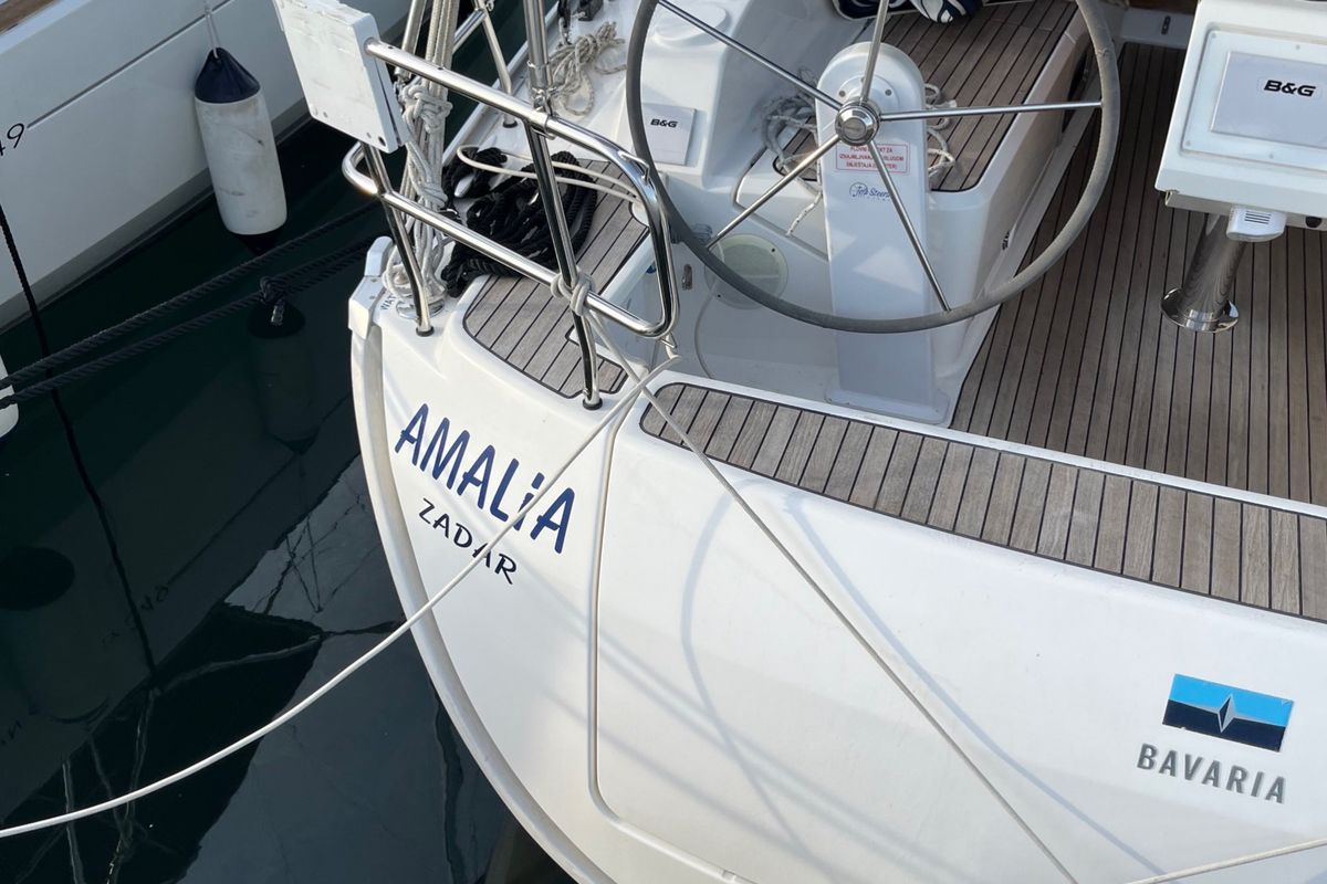 Deck of Amalia, a Bavaria Cruiser 37 sailboat at Općina Sukošan, Croatia