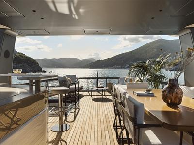 Deck of Balance, a Azimut 82 Fly yacht at Grad Šibenik, Croatia