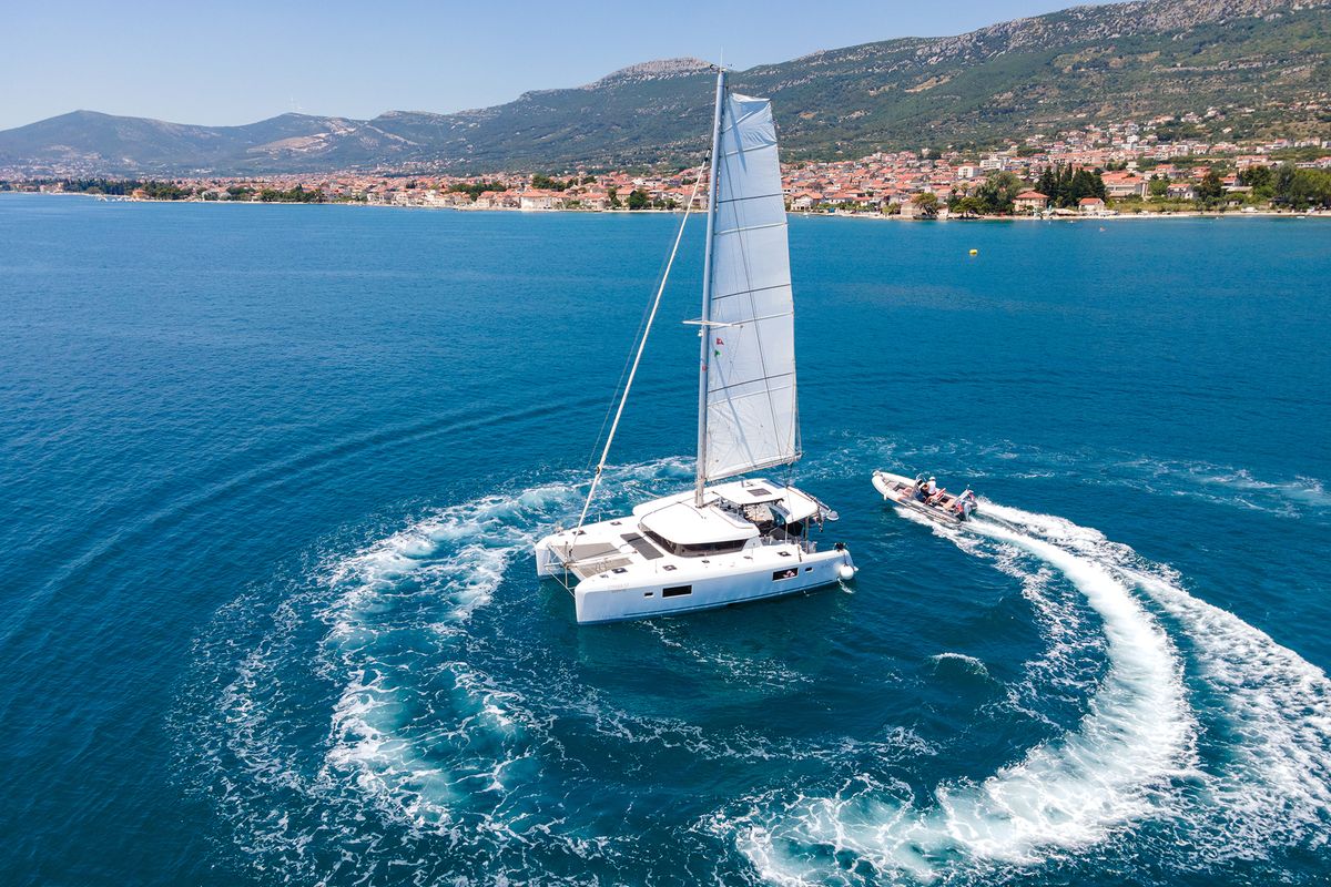 Exterior view of Sophie, a Lagoon 42 OW catamaran at Grad Kaštela, Croatia