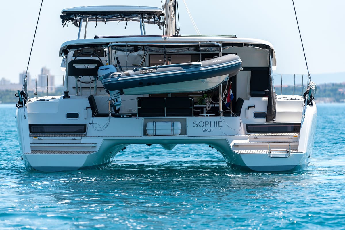 Exterior view of Sophie, a Lagoon 42 OW catamaran at Grad Kaštela, Croatia