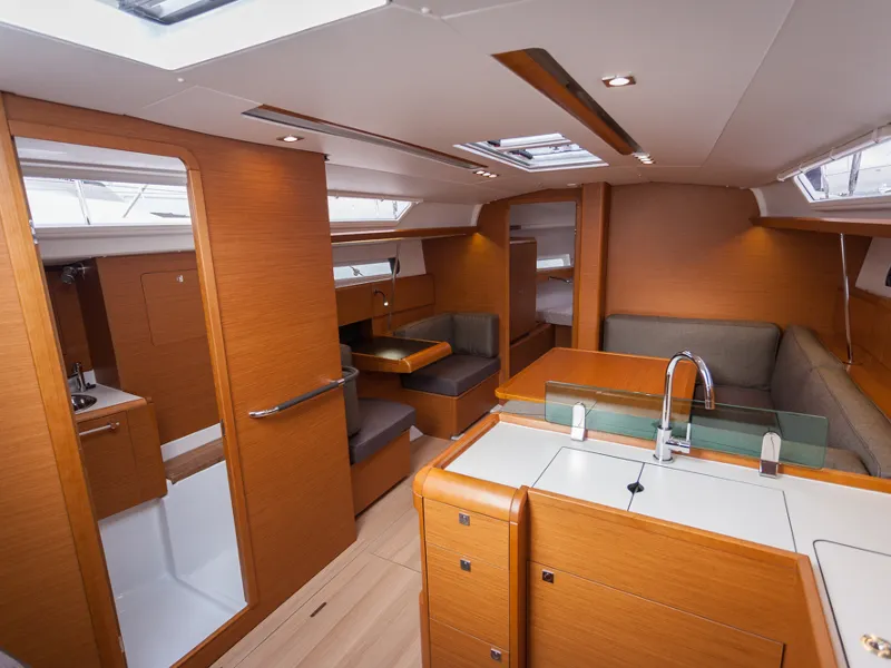 Salon of Anerada, a Jeanneau Sun Odyssey 419 sailboat at Athens, Greece