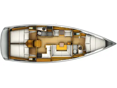Floor plan of Anerada, a Jeanneau Sun Odyssey 419 sailboat at Athens, Greece