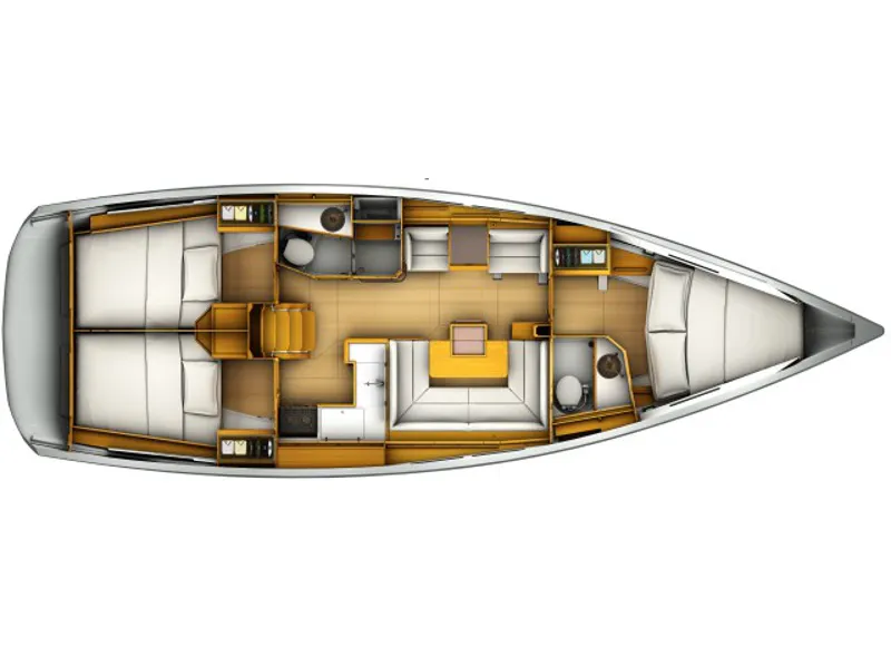 Floor plan of Anerada, a Jeanneau Sun Odyssey 419 sailboat at Athens, Greece